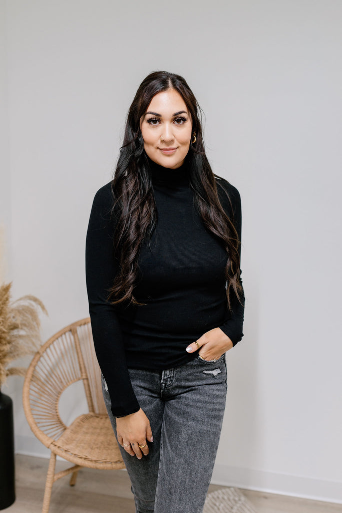 { DEX } Ribbed Mockneck Long Sleeve