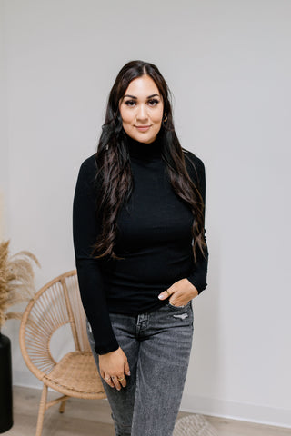 { DEX } Ribbed Mockneck Long Sleeve