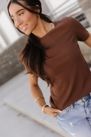 *Ampersand Ave* Ribbed Lulu Tee - Coffee