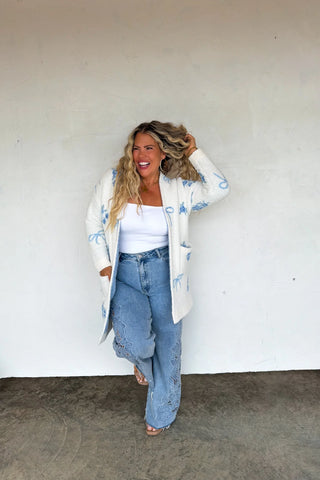 Cloud Cardigan - Blue Bows