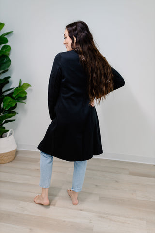 { DEX } Long Blazer Cardigan - Black