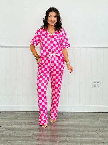 Shirley PJ Pants SET - Pink Check