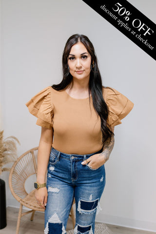Over the Top Bodysuit - Caramel