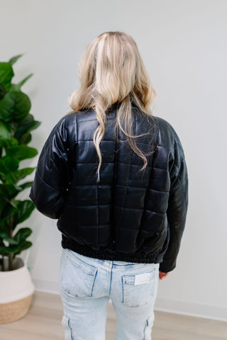 RD Style Black Leather Bomber Jacket