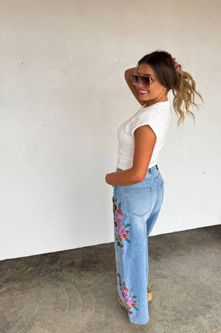 Evie Floral Embroidered Jeans