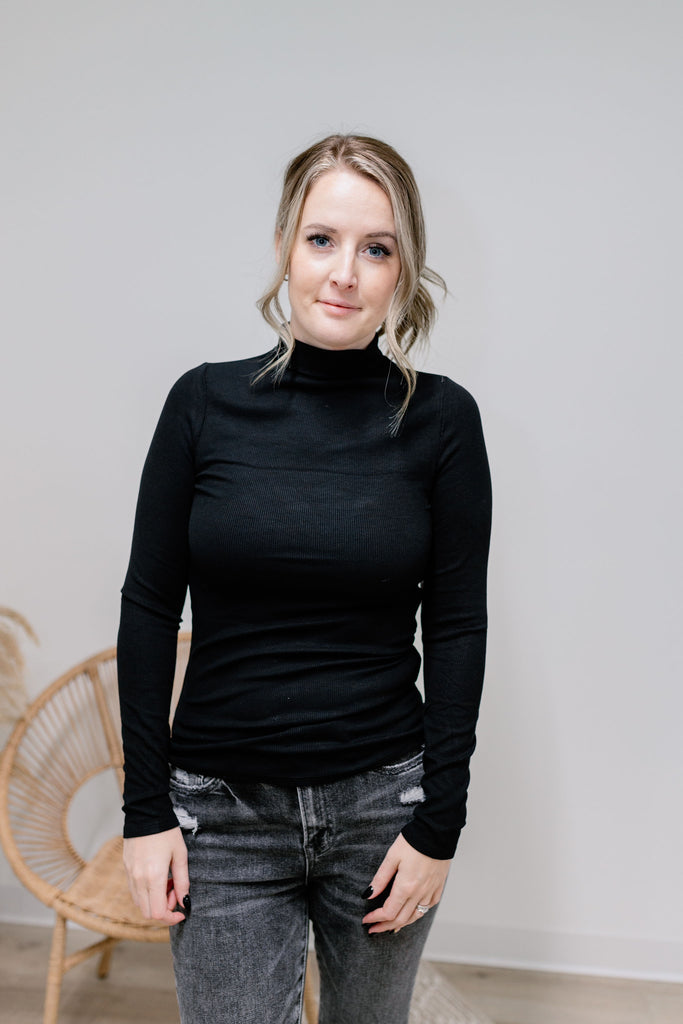 { DEX } Ribbed Mockneck Long Sleeve