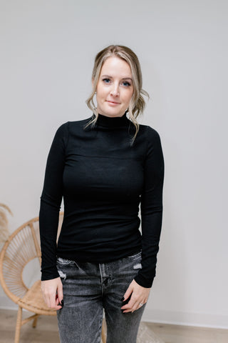 { DEX } Ribbed Mockneck Long Sleeve