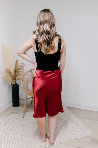 Satin Skirt - Ruby