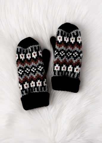 Glacier Knit Mittens - Black