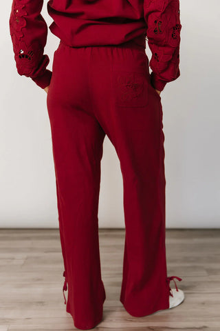 *Ampersand Ave* University Wide Leg Comfs - Love Story Crimson