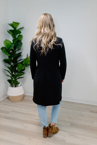 { DEX } Long Blazer Cardigan - Black