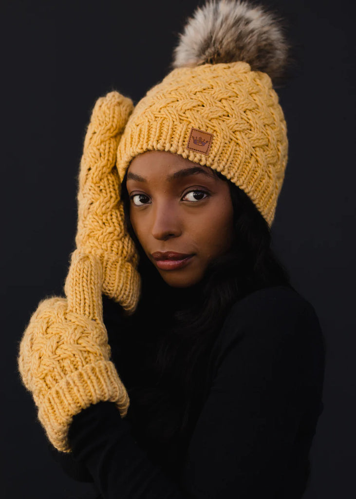Woven Mittens - Mustard