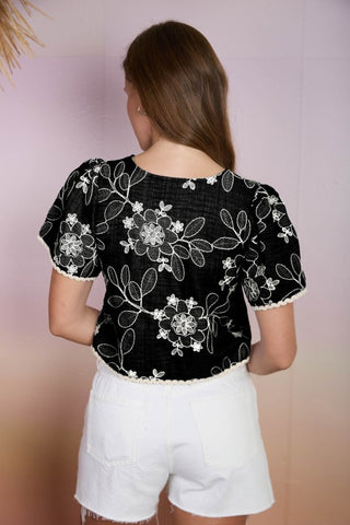 Coastal Bloom Top - Black