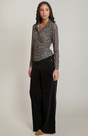 DEX Leopard Mesh Button Up