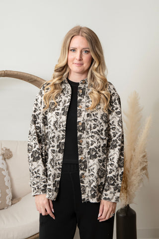 Midnight Floral Denim Jacket