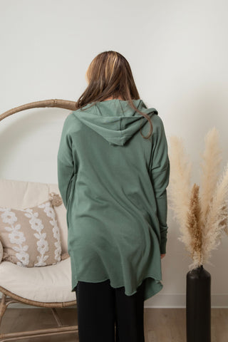 Olivia Long Line Cardigan - Moss