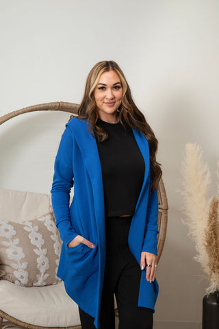 Olivia Long Line Cardigan - Royal Blue