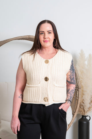 Chunky Knit Vest - Cream