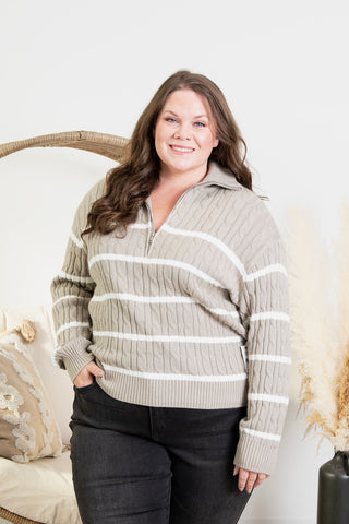 { DEX } HalfZip Cable Knit Sweater