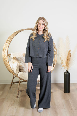 { Room 34 } Ribbed Lounge Pants - Charcoal