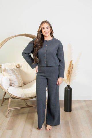 { Room 34 } Ribbed Lounge Pants - Charcoal