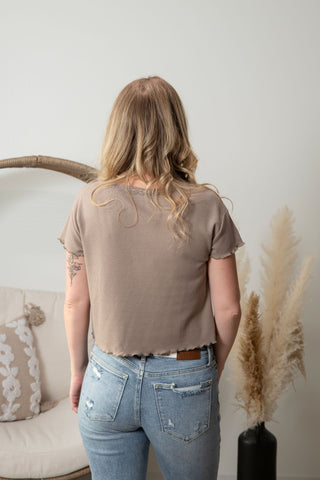 { DEX } Lace Trim Waffle Tee