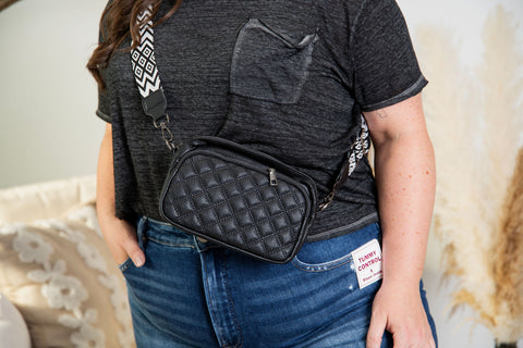 Quilted Crossbody Bag - Black