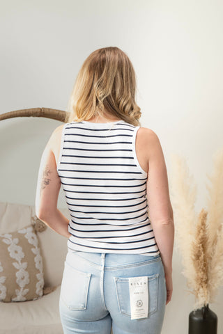 { DEX } Stripe Tank - Navy