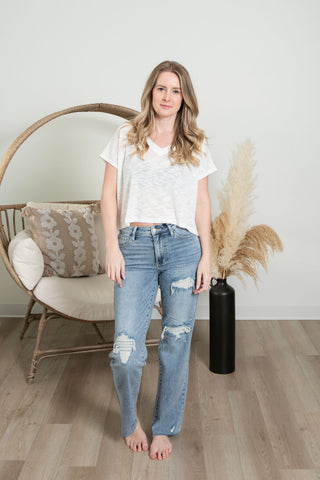 Slouchy Knit Tee - White