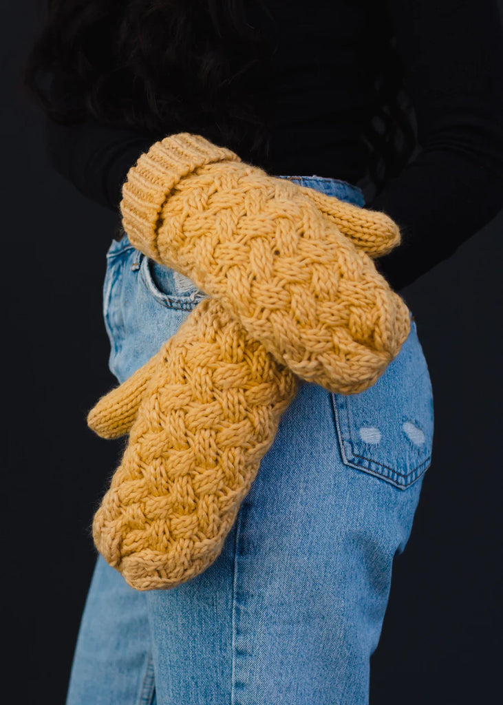 Woven Mittens - Mustard