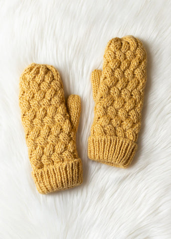 Woven Mittens - Mustard
