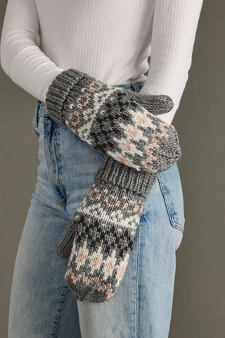 Glacier Knit Mittens - Grey