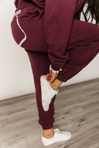 *Ampersand Ave* Comfort Zone Joggers - Maroon Lace
