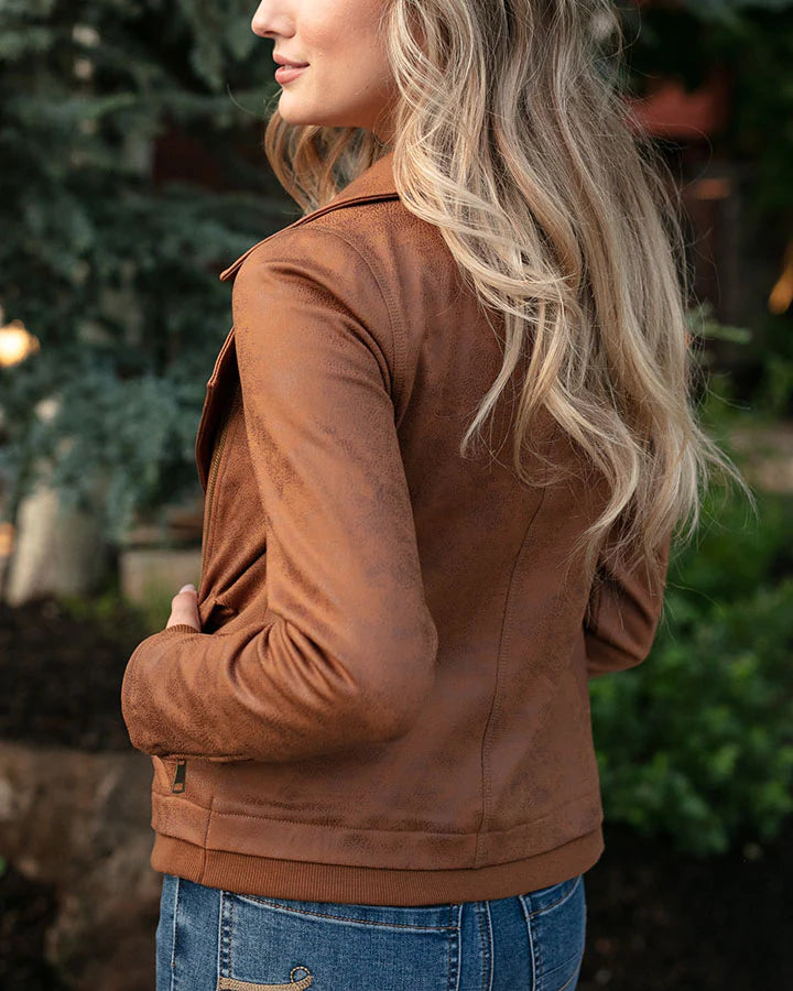Grace & Lace | Move Free Moto Jacket - Cognac