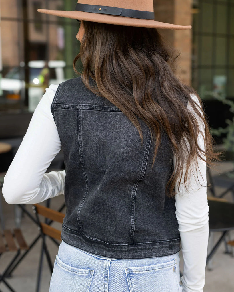 Grace & Lace | Denim Vest - Black Wash