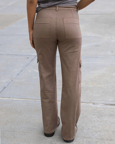 Grace & Lace | Sueded Twill Cargo Pants - Caribou