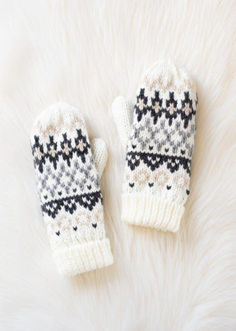 Glacier Knit Mittens - Cream