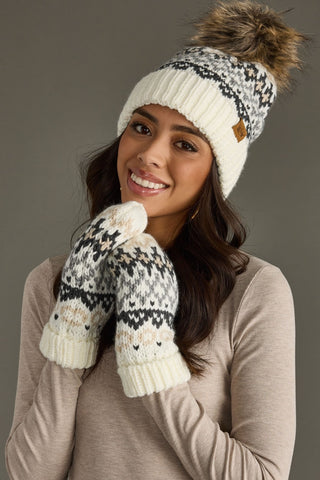 Glacier Knit Mittens - Cream
