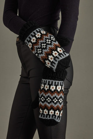 Glacier Knit Mittens - Black