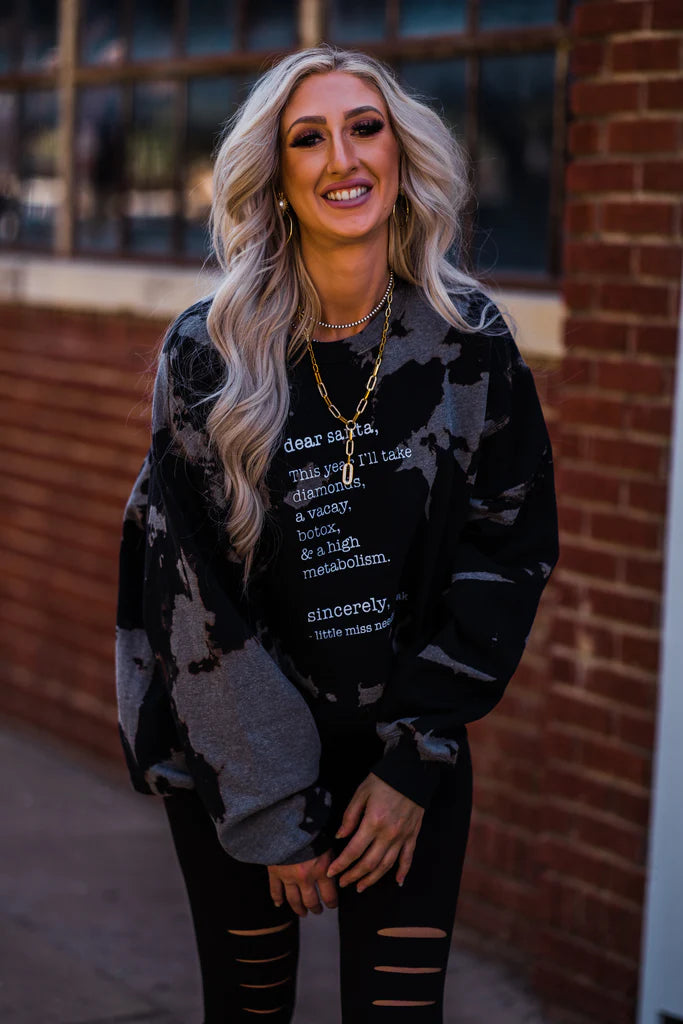 Dear Santa Bleached Crewneck