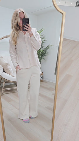 { Room 34} Waffle Knit Sweater - Cream