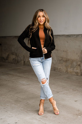 *Ampersand* Quilted Bomber - Black
