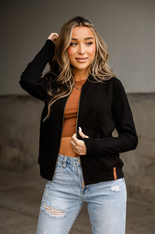 *Ampersand* Quilted Bomber - Black