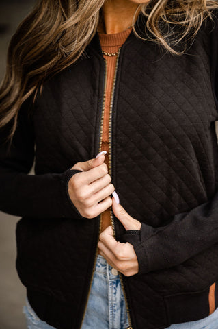 *Ampersand* Quilted Bomber - Black